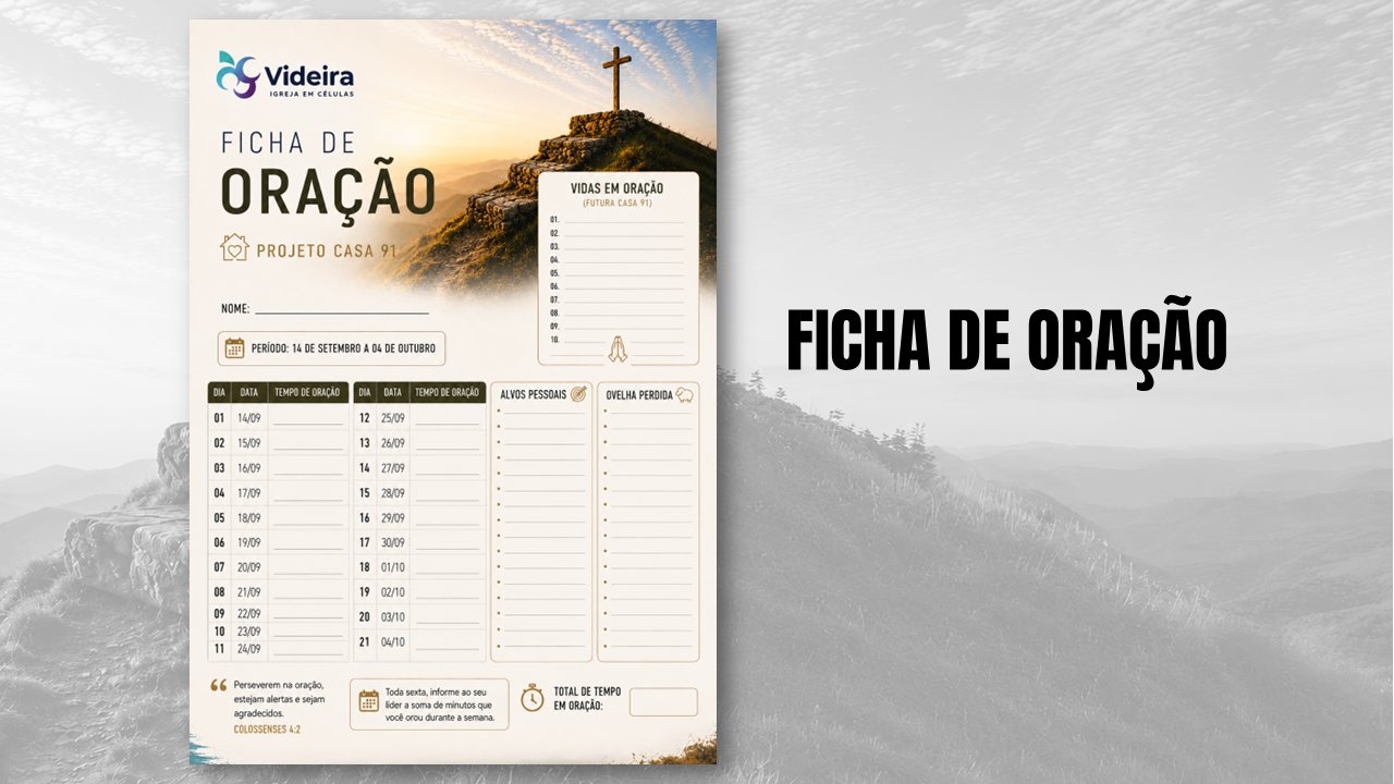 Ficha de oração do Projeto Casa 91
